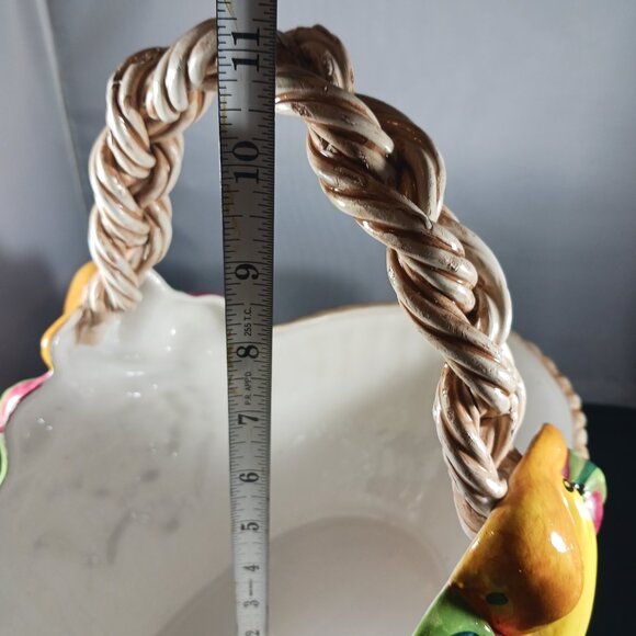 Vintage Italian Bassano Porcelain Fruit Basket Mojalica Style MCM - Picture 9 of 15